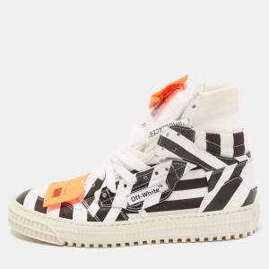 Off-white Black/White Leather Striped Off Court 3.0 High Top Sneakers Size 38
