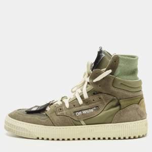 Pre Owned Off-White Green Suede and Leather Off Court 3.0 High Top Sneakers Size 43