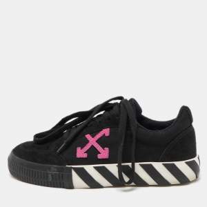 Pre Owned Off-White Black Suede Vulcanized Low Top Sneakers Size 39