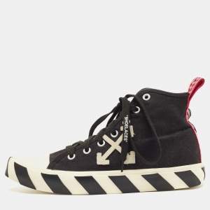Off White Black Canvas High Top Arrow Sneakers Size 43
