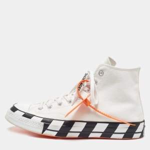 Pre Owned Converse x Off-White White Canvas High Top Trainers Sneakers Size 44.5