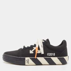 Off-White Black Canvas Vulcanized Low Top Sneakers Size 40