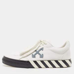 Pre Owned Off-White White Canvas Vulcanized Low Top Sneakers Size 42