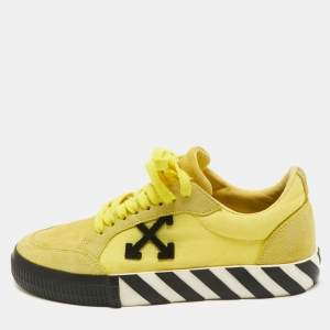 Pre Owned Off-White Yellow Canvas Vulcanized Low Top Sneakers Size 41 