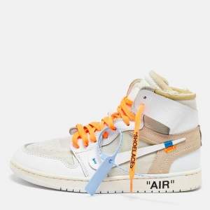 Off-White x Nike White Leather Mesh High Top Sneakers 42.5