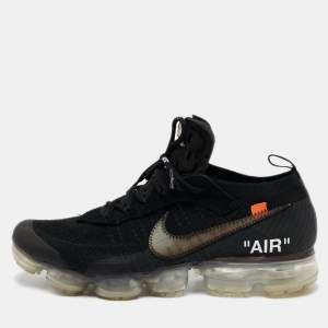 Off-White x Nike Black Fabric and Suede Air Max 90 Sneakers Size 44