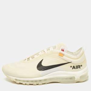 Off White x Nike White Mesh and Rubber Air Max 97 Sneakers Size 45