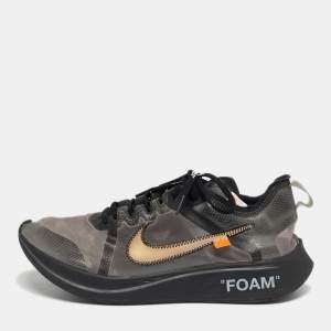 Pre Owned Off-White x Nike Black Nylon Zoom Fly Lace Up Sneakers Size 45