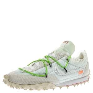 Off White x Nike White PVC Waffle Racer Low Top Sneakers Size 42