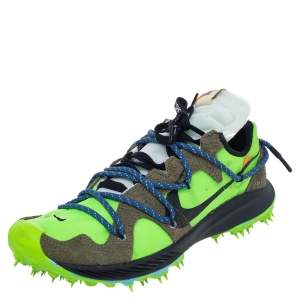 Off White x Nike Green/Brown Nylon And Suede Zoom Terra Kiger 5 Low Top Sneakers Size 40.5