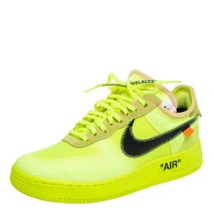 Off White x Nike Green Mesh And Suede Air Force 1 Volt Sneakers Size 41