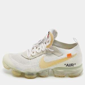 Off-White x Nike White Knit Fabric and Suede Air VaporMax The Ten Sneakers Size 42