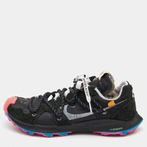 Off-White x Nike Black/Pink Suede and Nylon Zoom Terra Kiger 5 Sneakers Size 40.5