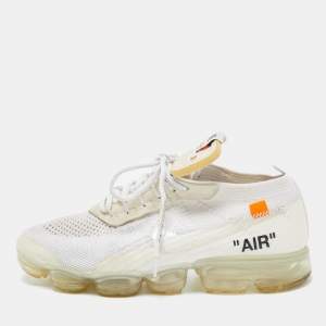 Off-White x Nike White Knit Fabric Vapormax Sneakers Size 42