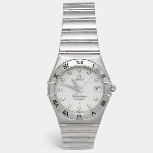 Omega Silver Diamonds Stainless Steel Constellation 15043500 Men's Wristwatch 35.5 mm