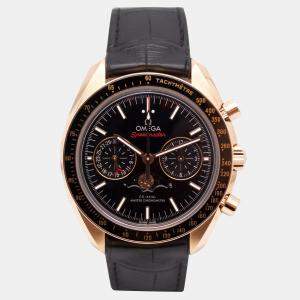 Omega Black 18k Rose Gold Speedmaster Moonphase 304.63.44.52.01.001 Automatic Men's Wristwatch 44 mm