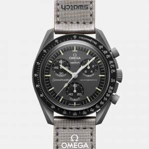 Omega Black Velcro Moon Swatch Mission To Mercury Men's Watch 42 mm