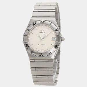 Omega White Stainless Steel Constellation 1512.30 Quartz Men's Wristwatch 33 mm