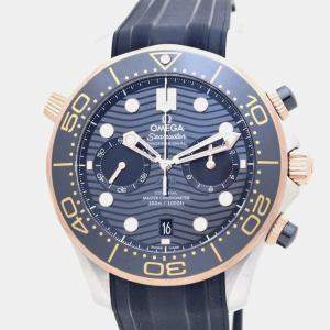 Omega Black 18k Rose Gold Stainless Steel Seamaster Automatic Men's Wristwatch 44 mm