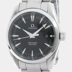 Omega Black Stainless Steel Seamaster Aqua Terra 2518.50 Quartz Men's Wristwatch 36 mm