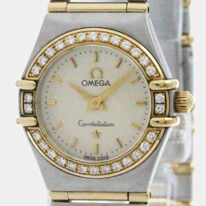 Omega Silver 18k Yellow Gold Stainless Steel Constellation 1267.30 Quartz Men's Wristwatch 22 mm