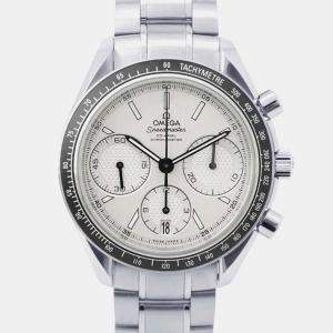 Omega Silver Stainless Steel Speedmaster Racing Automatic Men's Wristwatch 40 mm