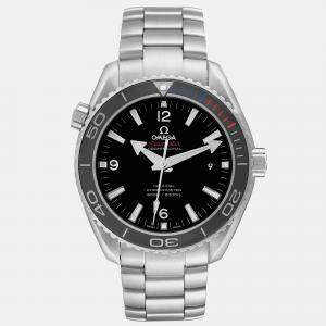 Omega Black Stainless Steel Seamaster Planet Ocean 522.30.46.21.01.001 Automatic Men's Wristwatch 45.5 mm