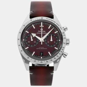 Omega Burgundy Stainless Steel Speedmaster 332.12.41.51.11.001 Manual Winding Men's Wristwatch 40 mm