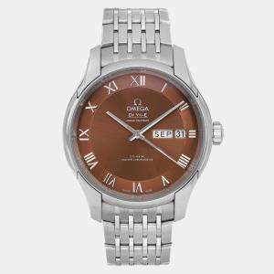 Omega Brown Stainless Steel De Ville Hour Vision 433.10.41.22.10.001 Automatic Men's Wristwatch 41mm