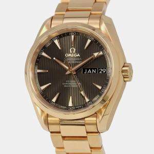 Omega Grey 18k Rose Gold Seamaster Aqua Terra Automatic Men's Wristwatch 38.5 mm