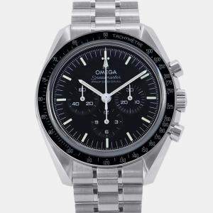 Omega Black Stainless Steel Speedmaster Manual Winding Men's Wristwatch 42 mm