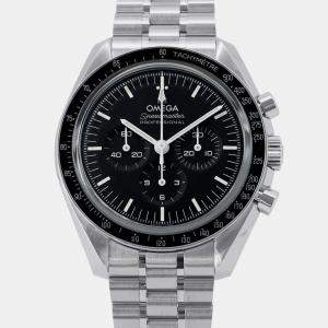 Omega Black Stainless Steel Speedmaster Manual Winding Men's Wristwatch 42 mm