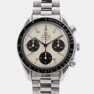 Omega White Stainless Steel Speedmaster 3510.21 Automatic Men's Wristwatch 39mm