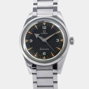 Omega Black Stainless Steel Seamaster 220.10.38.20.01.002 Automatic Men's Wristwatch 38 mm