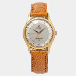 Omega Constellation Pie Pan Automatic 18k Yellow Gold Silver Men's Wristwatch 34mm