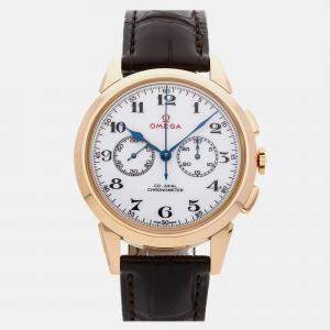 Pre Owned Omega Olympic Games 522.53.39.50.04.001 Manual Winding White 18k Rose Gold Men’s Wristwatch 39 mm
