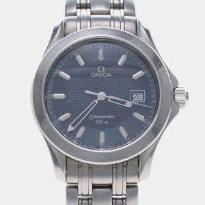 Pre Owned Omega Seamaster Quartz Blue Stainless Steel Men's Wristwatch 36 mm