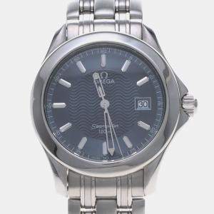 Pre Owned Omega Seamaster Quartz Blue Stainless Steel Men's Wristwatch 36 mm