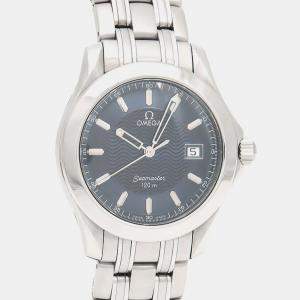 Pre Owned Omega Seamaster Quartz Blue Stainless Steel Men's Wristwatch 36 mm
