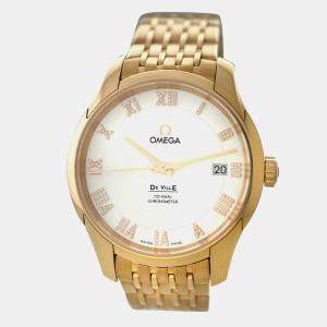 Pre Owned Omega De Ville 431.50.41.21.52.001 Automatic White diamonds 18k rose gold Men's Wristwatch 41 mm