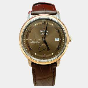 Pre Owned Omega De Ville Prestige 424.23.40.21.13.001 Automatic Brown Dial 18K Rose Gold Stainless Steel Men's Wristwatch 39.5mm