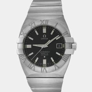 Pre Owned Omega Constellation Double Eagle 1513.51 Quartz Black Dial Stainless Steel Men's Wristwatch 38 mm