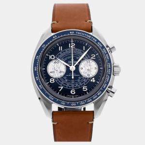 مملوكة مسبقًا Pre-Owned Omega Speedmaster Chronoscope 329.32.43.51.03.001 Blue Manual Winding Stainless Steel Men's Wristwatch 43 MM