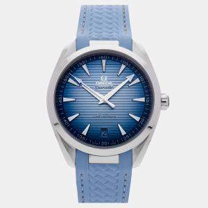 مملوكة مسبقًا ساعة يد رجالية أوميغا سيماستر أكوا تيرا 150م 220.12.41.21.03.008 أوتوماتيك ستانلس ستيل زرقاء 41 مم مستعملة