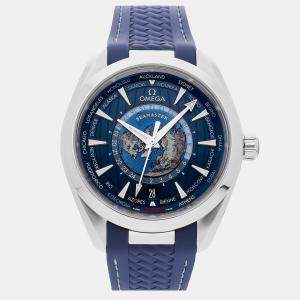 Pre Owned ساعة يد رجالية أوميغا سيماستر أكوا تيرا 150م جي إم تي وورلدتايمر 220.12.43.22.03.001 مملوكة مسبقاً