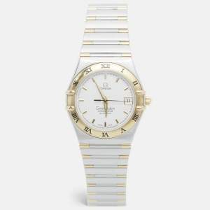 مملوكة مسبقًا ساعة يد رجالية أوميغا كونستليشن 1302.30.00 قرص فضي أبيض ذهب أصفر عيار 18 ستانلس ستيل 35.50 مم