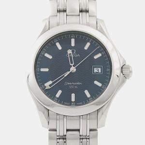Pre Owned Omega Seamaster 2511.81 Blue Stainless Steel Quartz Men's Wristwatch 36mm
