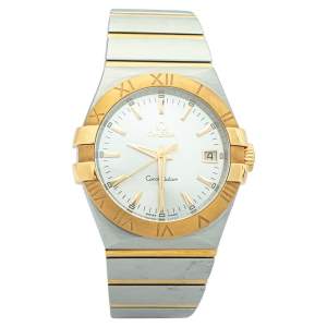 Omega Silver 18K Yellow Gold & Stainless Steel Constellation 123.20.35.60.02.002 Men's Wristwatch 35mm