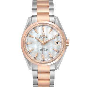 Omega Silver Diamonds 18K Rose Gold And Stainless Steel Aqua Terra 231.20.39.21.55.001 Men's Wristwatch 38.5 MM