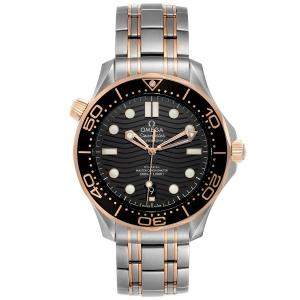 Omega Black 18K Rose Gold And Stainless Steel Seamaster 210.20.42.20.01.001 Men's Wristwatch 42 MM
